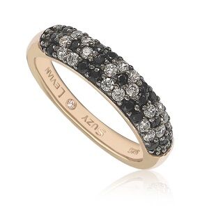 Suzy Levian NEW Floral Black & White Cubic Z in Rose Sterling Silver 1/2 Ban